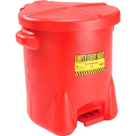 EAGLE MFG Eagle Poly Waste Can, 14 Gallon, Red with Foot Lever 937FL